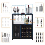 DobleePy Bar cabinets, wine cabinets, sideboards, adjustable shelves, suitable for small bar cabinets in kitchens and restaurants,Retro color