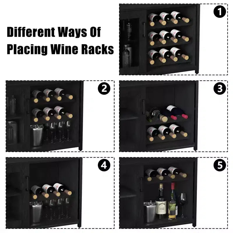DobleePy Bar cabinets, wine cabinets, sideboards, adjustable shelves, suitable for small bar cabinets in kitchens and restaurants,Retro color