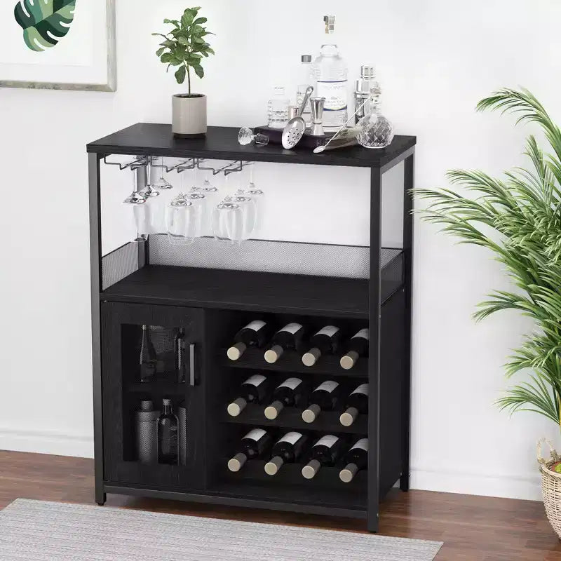 DobleePy Bar cabinets, wine cabinets, sideboards, adjustable shelves, suitable for small bar cabinets in kitchens and restaurants,Retro color