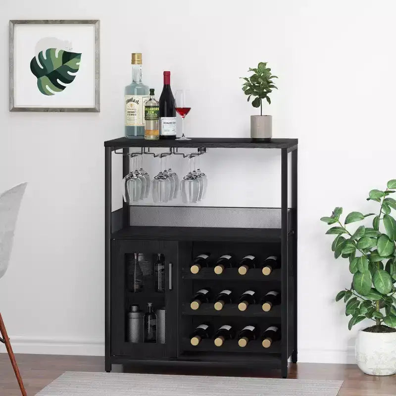 DobleePy Bar cabinets, wine cabinets, sideboards, adjustable shelves, suitable for small bar cabinets in kitchens and restaurants,Retro color
