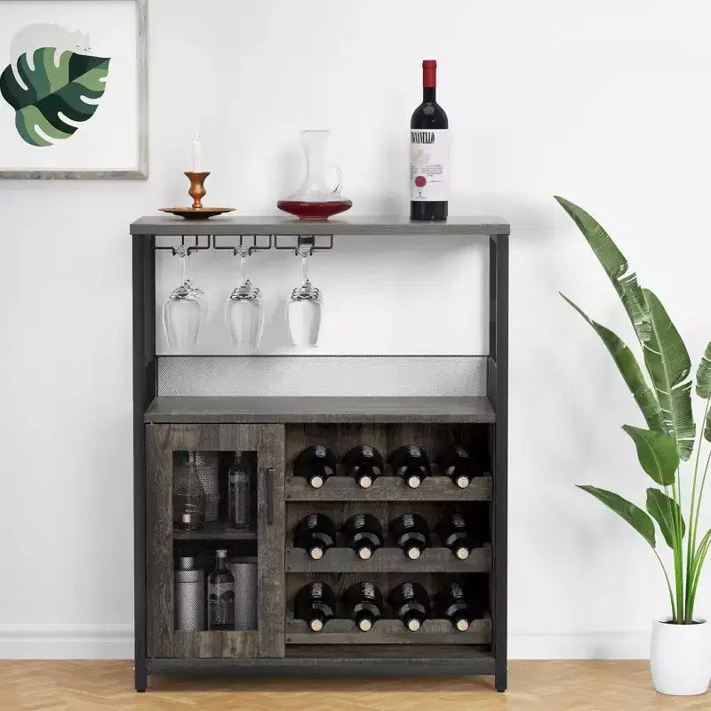DobleePy Bar cabinets, wine cabinets, sideboards, adjustable shelves, suitable for small bar cabinets in kitchens and restaurants,Retro color