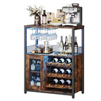 DobleePy Bar cabinets, wine cabinets, sideboards, adjustable shelves, suitable for small bar cabinets in kitchens and restaurants,Retro color