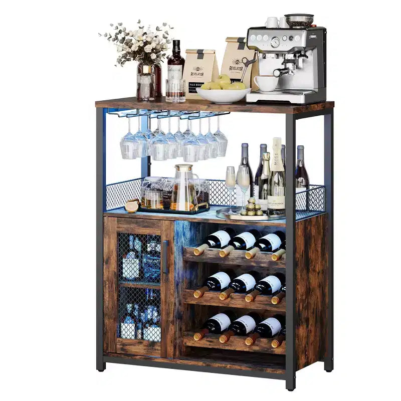 DobleePy Bar cabinets, wine cabinets, sideboards, adjustable shelves, suitable for small bar cabinets in kitchens and restaurants,Retro color