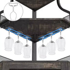 Corner wine rack, 5-layer shelf with removable wine rack, bar cabinet with glass rack, small dining cabinet and buffet cabinet with mesh door