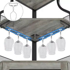 Corner wine rack, 5-layer shelf with removable wine rack, bar cabinet with glass rack, small dining cabinet and buffet cabinet with mesh door