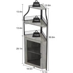 Corner wine rack, 5-layer shelf with removable wine rack, bar cabinet with glass rack, small dining cabinet and buffet cabinet with mesh door