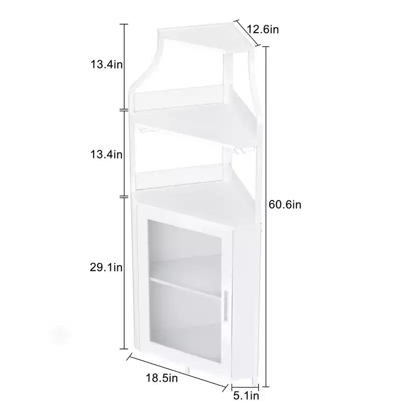Corner wine rack, 5-layer shelf with removable wine rack, bar cabinet with glass rack, small dining cabinet and buffet cabinet with mesh door
