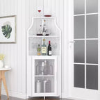 Corner wine rack, 5-layer shelf with removable wine rack, bar cabinet with glass rack, small dining cabinet and buffet cabinet with mesh door