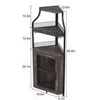 Corner wine rack, 5-layer shelf with removable wine rack, bar cabinet with glass rack, small dining cabinet and buffet cabinet with mesh door