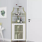 Corner wine rack, 5-layer shelf with removable wine rack, bar cabinet with glass rack, small dining cabinet and buffet cabinet with mesh door