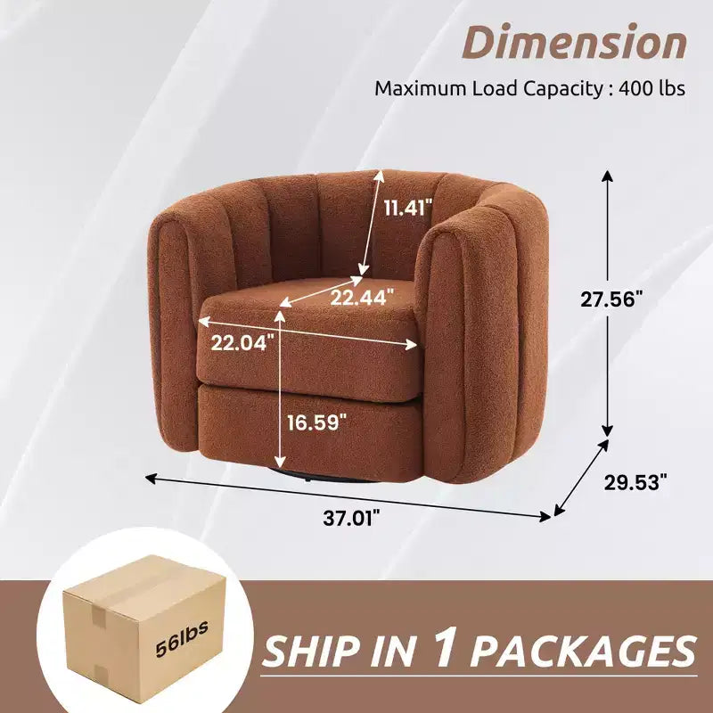 Whisen Swivel Accent Chair for Living Room, Comfy Sofa Chairs with Wood Base Side, Luxurious Upholstered Swivel Accent Chair