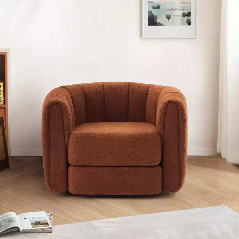 Whisen Swivel Accent Chair for Living Room, Comfy Sofa Chairs with Wood Base Side, Luxurious Upholstered Swivel Accent Chair