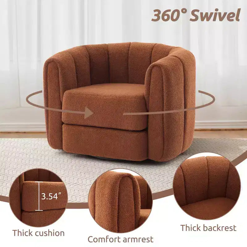 Whisen Swivel Accent Chair for Living Room, Comfy Sofa Chairs with Wood Base Side, Luxurious Upholstered Swivel Accent Chair