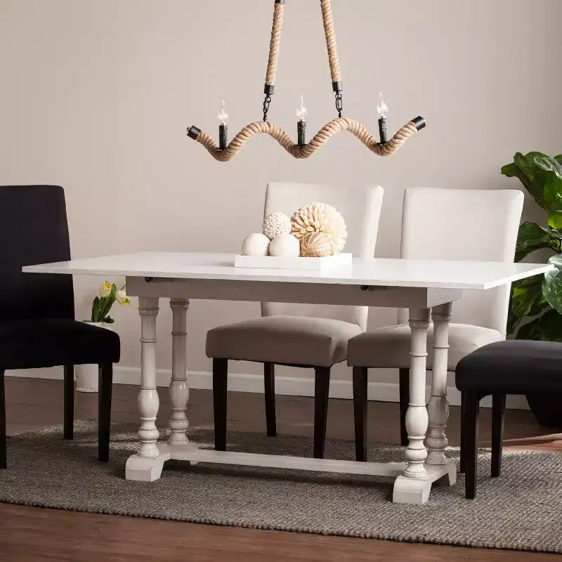 Edenderry Farmhouse Folding Trestle Console to Dining Table - White - SEI