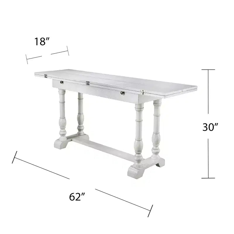 Edenderry Farmhouse Folding Trestle Console to Dining Table - White - SEI