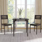 3 Piece Dining Table Set with Spiral Metal Legs, Compact Table and 2 Chairs Set for Small Spaces, Rustic Industrial Dining Set, Brown