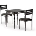 3 Piece Dining Table Set with Spiral Metal Legs, Compact Table and 2 Chairs Set for Small Spaces, Rustic Industrial Dining Set, Brown
