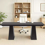 MAYEERTY 63 Executive Desk, Multifunctional Study Writing Gaming Desk with Curved Edges for Home Office