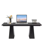 MAYEERTY 63 Executive Desk, Multifunctional Study Writing Gaming Desk with Curved Edges for Home Office
