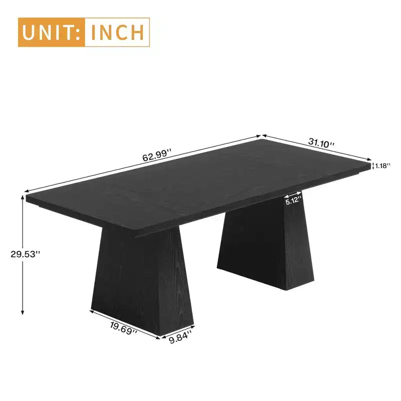 MAYEERTY 63 Executive Desk, Multifunctional Study Writing Gaming Desk with Curved Edges for Home Office