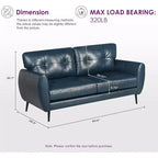 TYBOATLE 61 Mid-Century Modern Tufted Loveseat/L-Shaped Sofa & Chair, Faux Leather Living Room Luxury Sofa Set, for Living Room, Bedroom or Office