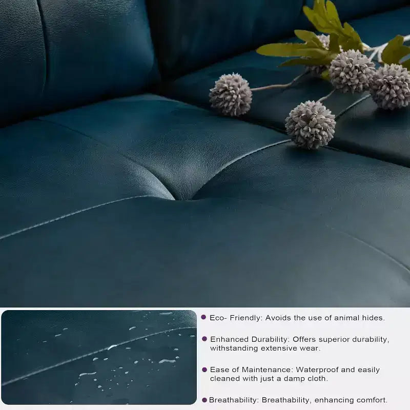 TYBOATLE 61 Mid-Century Modern Tufted Loveseat/L-Shaped Sofa & Chair, Faux Leather Living Room Luxury Sofa Set, for Living Room, Bedroom or Office