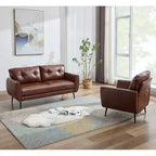 TYBOATLE 61 Mid-Century Modern Tufted Loveseat/L-Shaped Sofa & Chair, Faux Leather Living Room Luxury Sofa Set, for Living Room, Bedroom or Office