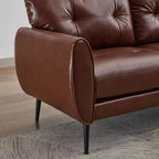TYBOATLE 61 Mid-Century Modern Tufted Loveseat/L-Shaped Sofa & Chair, Faux Leather Living Room Luxury Sofa Set, for Living Room, Bedroom or Office