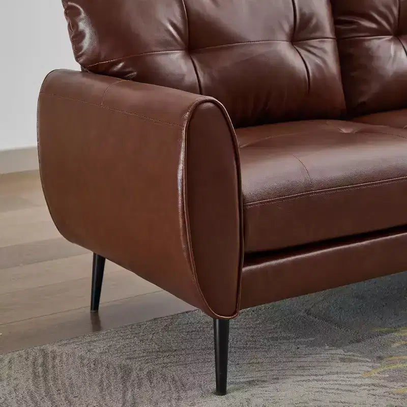 TYBOATLE 61 Mid-Century Modern Tufted Loveseat/L-Shaped Sofa & Chair, Faux Leather Living Room Luxury Sofa Set, for Living Room, Bedroom or Office