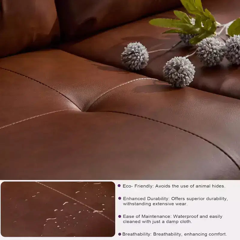 TYBOATLE 61 Mid-Century Modern Tufted Loveseat/L-Shaped Sofa & Chair, Faux Leather Living Room Luxury Sofa Set, for Living Room, Bedroom or Office