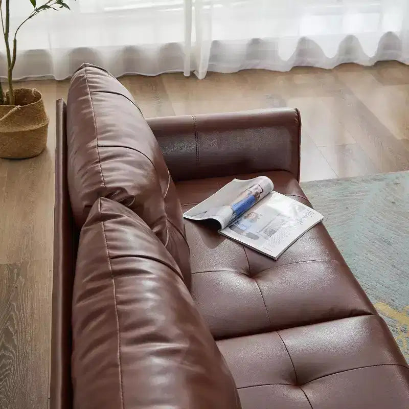 TYBOATLE 61 Mid-Century Modern Tufted Loveseat/L-Shaped Sofa & Chair, Faux Leather Living Room Luxury Sofa Set, for Living Room, Bedroom or Office