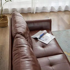 TYBOATLE 61 Mid-Century Modern Tufted Loveseat/L-Shaped Sofa & Chair, Faux Leather Living Room Luxury Sofa Set, for Living Room, Bedroom or Office