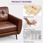 TYBOATLE 61 Mid-Century Modern Tufted Loveseat/L-Shaped Sofa & Chair, Faux Leather Living Room Luxury Sofa Set, for Living Room, Bedroom or Office