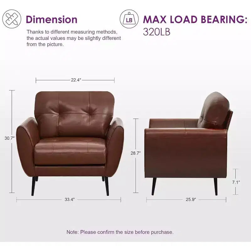 TYBOATLE 61 Mid-Century Modern Tufted Loveseat/L-Shaped Sofa & Chair, Faux Leather Living Room Luxury Sofa Set, for Living Room, Bedroom or Office
