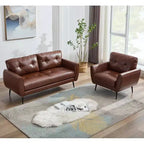 TYBOATLE 61 Mid-Century Modern Tufted Loveseat/L-Shaped Sofa & Chair, Faux Leather Living Room Luxury Sofa Set, for Living Room, Bedroom or Office