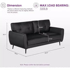 TYBOATLE 61 Mid-Century Modern Tufted Loveseat/L-Shaped Sofa & Chair, Faux Leather Living Room Luxury Sofa Set, for Living Room, Bedroom or Office