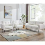 TYBOATLE 61 Mid-Century Modern Tufted Loveseat/L-Shaped Sofa & Chair, Faux Leather Living Room Luxury Sofa Set, for Living Room, Bedroom or Office