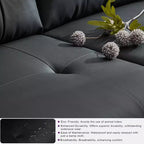 TYBOATLE 61 Mid-Century Modern Tufted Loveseat/L-Shaped Sofa & Chair, Faux Leather Living Room Luxury Sofa Set, for Living Room, Bedroom or Office