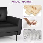 TYBOATLE 61 Mid-Century Modern Tufted Loveseat/L-Shaped Sofa & Chair, Faux Leather Living Room Luxury Sofa Set, for Living Room, Bedroom or Office