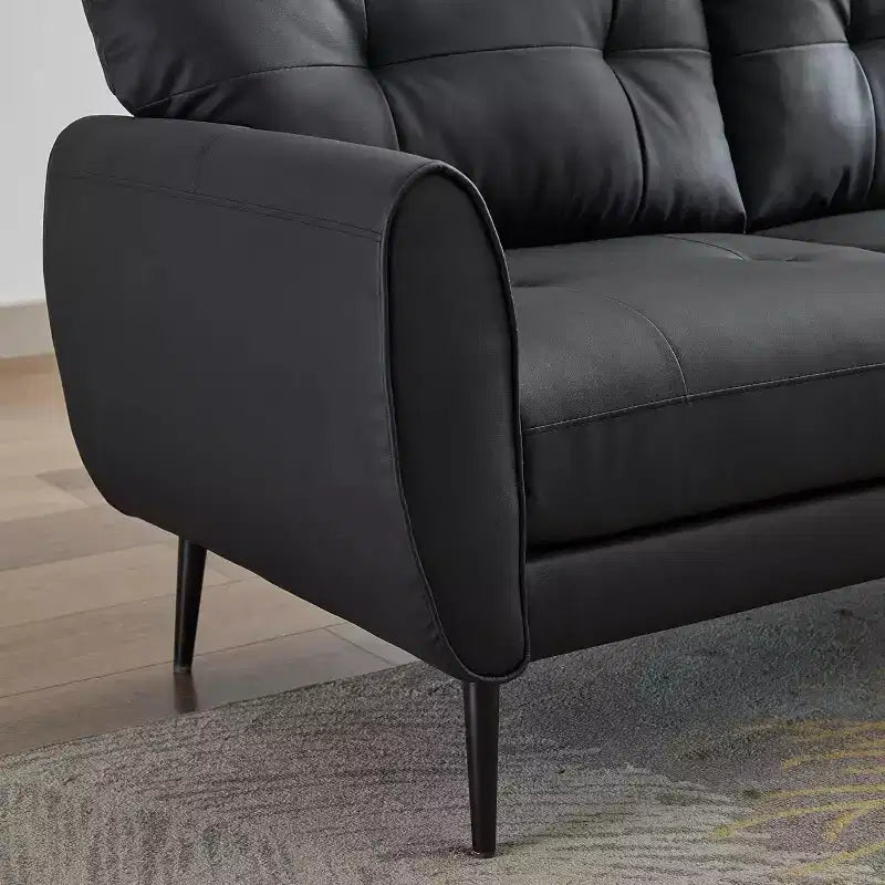 TYBOATLE 61 Mid-Century Modern Tufted Loveseat/L-Shaped Sofa & Chair, Faux Leather Living Room Luxury Sofa Set, for Living Room, Bedroom or Office