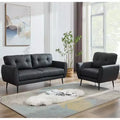 TYBOATLE 61 Mid-Century Modern Tufted Loveseat/L-Shaped Sofa & Chair, Faux Leather Living Room Luxury Sofa Set, for Living Room, Bedroom or Office