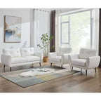 TYBOATLE 61 Mid-Century Modern Tufted Loveseat/L-Shaped Sofa & Chair, Faux Leather Living Room Luxury Sofa Set, for Living Room, Bedroom or Office