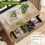 Modern Fluted 3/5/6 Drawer Dresser with Metal Legs, Wood Chest of Drawers Storage Cabinet, Nightstand Organizer for Bedroom, Entryway, Hallway