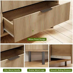 Modern Fluted 3/5/6 Drawer Dresser with Metal Legs, Wood Chest of Drawers Storage Cabinet, Nightstand Organizer for Bedroom, Entryway, Hallway
