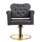 Karl Home Black Gold Heavy Duty Hydraulic Swivel Hair Stylist Salon Chair with Button Tufting