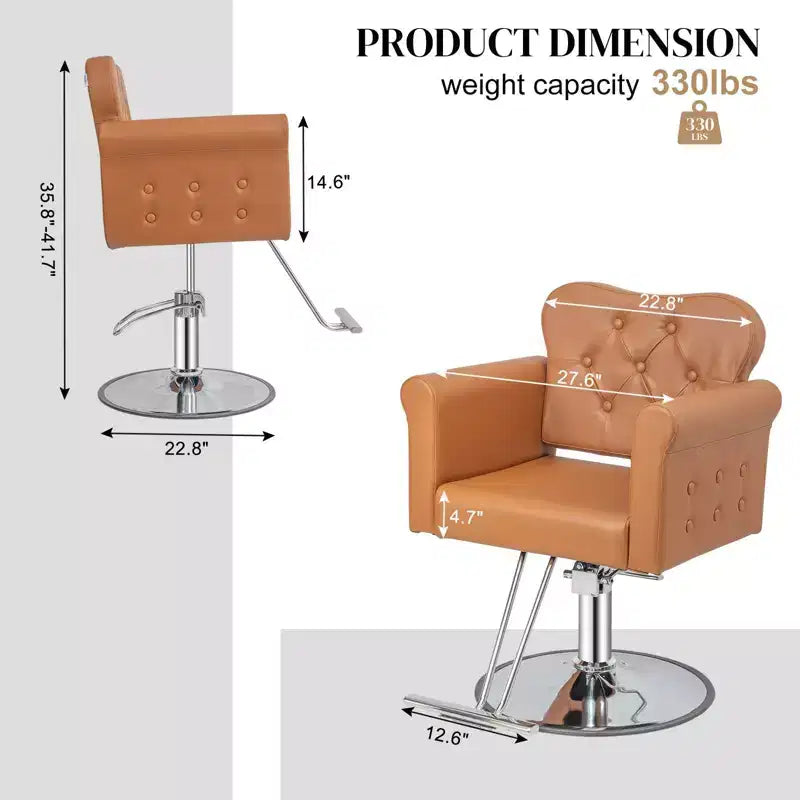 Karl Home Black Gold Heavy Duty Hydraulic Swivel Hair Stylist Salon Chair with Button Tufting