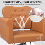 Karl Home Black Gold Heavy Duty Hydraulic Swivel Hair Stylist Salon Chair with Button Tufting