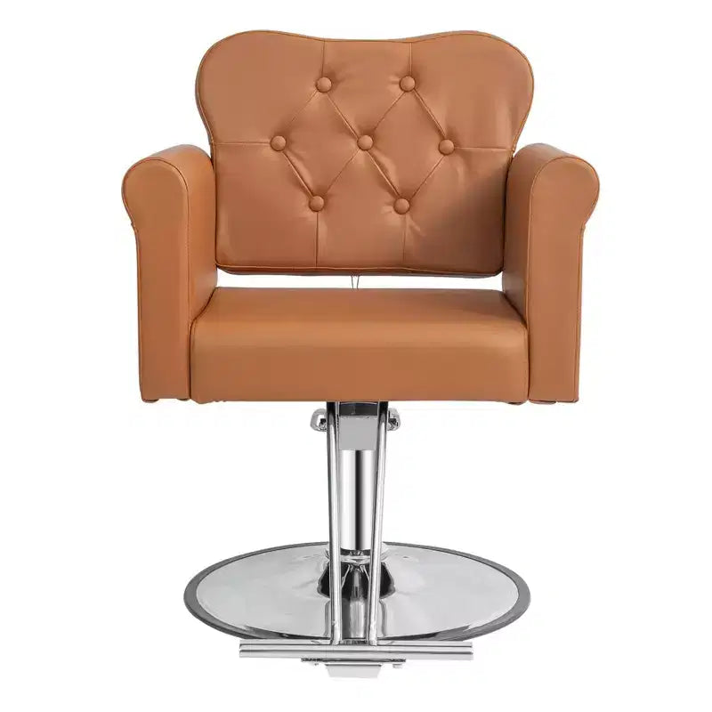 Karl Home Black Gold Heavy Duty Hydraulic Swivel Hair Stylist Salon Chair with Button Tufting