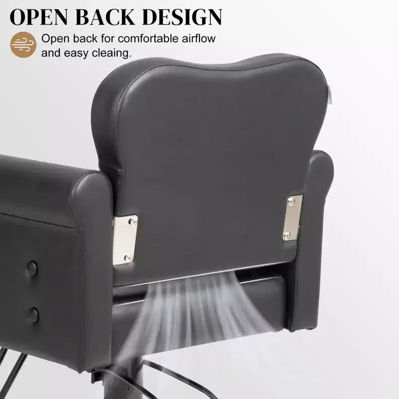 Karl Home Black Gold Heavy Duty Hydraulic Swivel Hair Stylist Salon Chair with Button Tufting