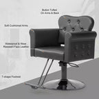 Karl Home Black Gold Heavy Duty Hydraulic Swivel Hair Stylist Salon Chair with Button Tufting